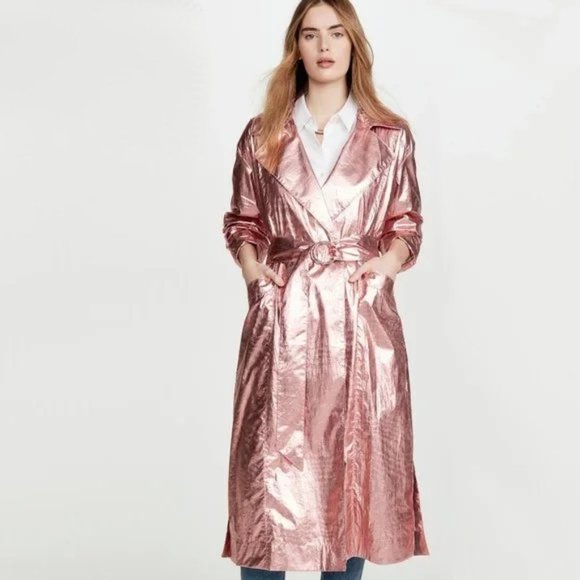 cinq a sept Jackets & Blazers - NWT Cinq à Sept Kianna metallic pink trench coat